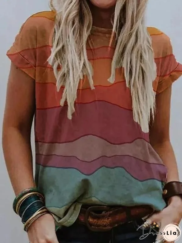 Casual Printed Loose Short-sleeved Top