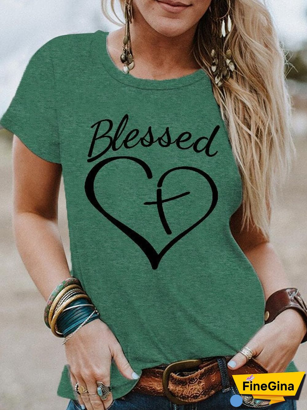 Women's Blessed Print Tee Shirt