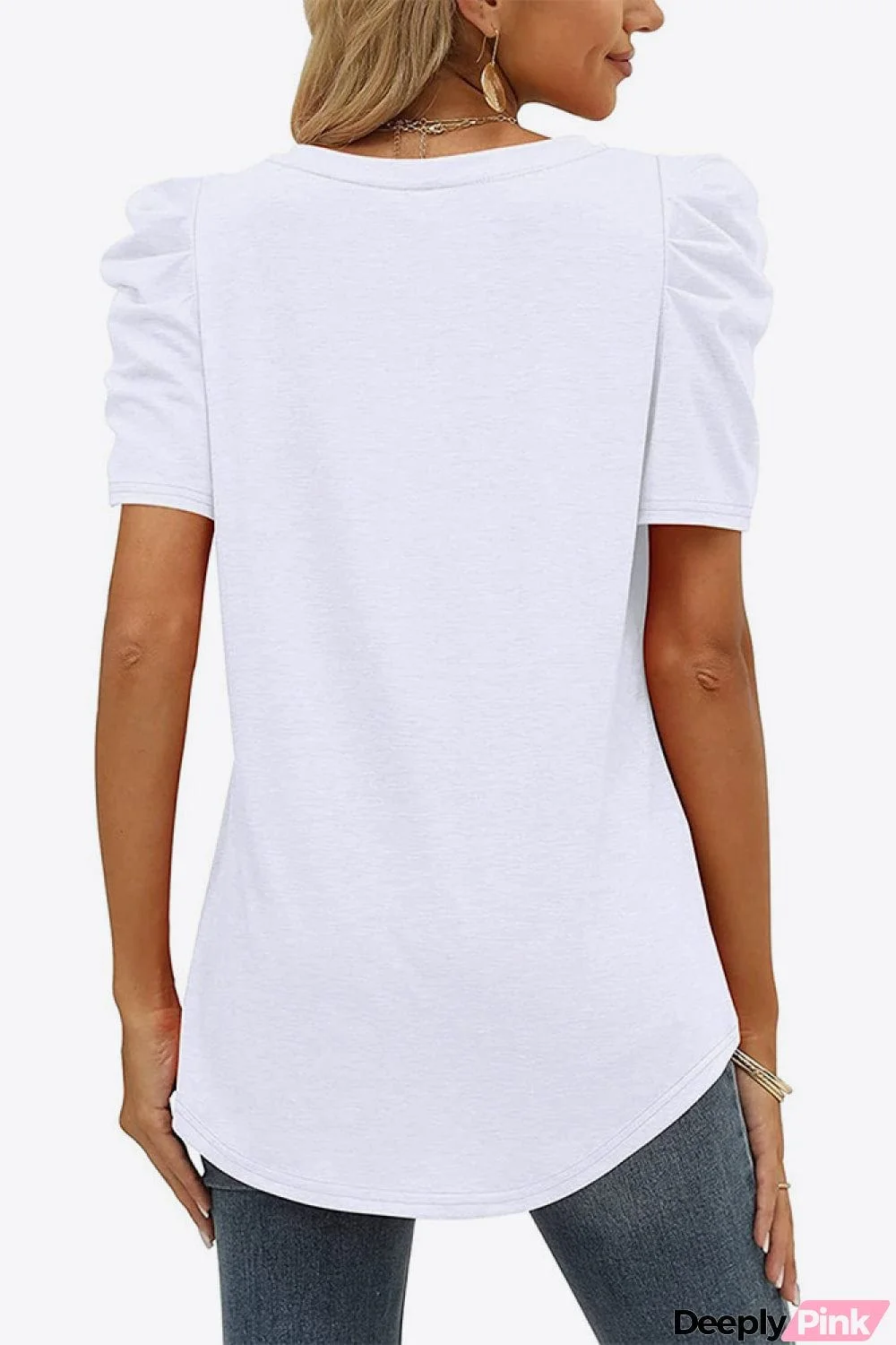 V-Neck Puff Sleeve Tee