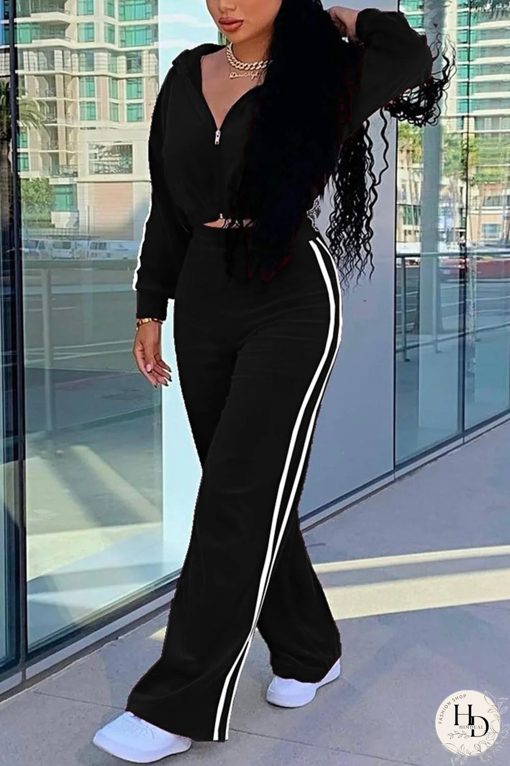 Red Fashion Casual Patchwork Solid Split Joint Hooded Collar Long Sleeve Two Pieces