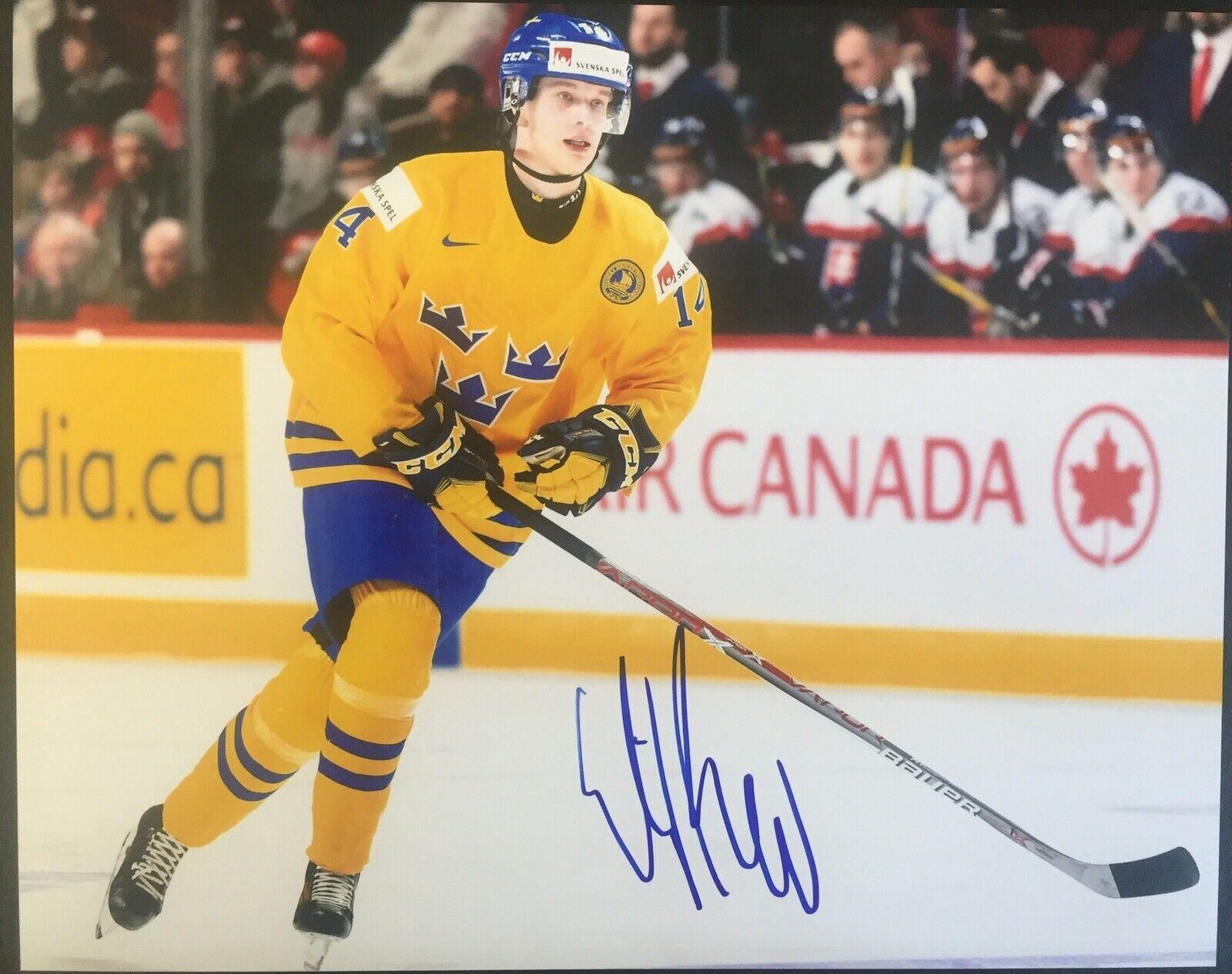 Elias Pettersson Signed Team Sweden 8x10 Photo Poster painting Vancouver Canucks Proof