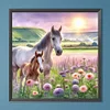 Pferd in einem Pr&auml;rieblumenfeld - runder Bohrer Diamantmalerei - 40*40cm