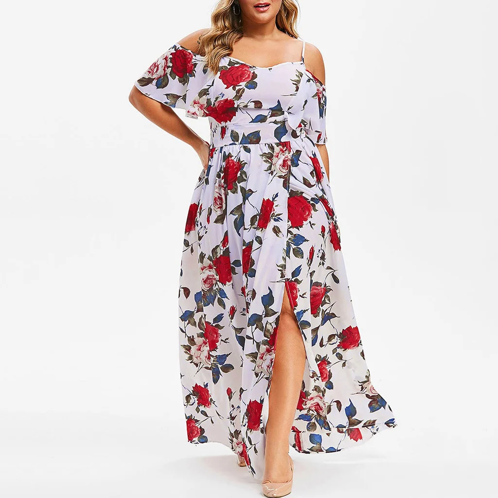 Flower Print Pleated Skirt Sexy Women's Dress
