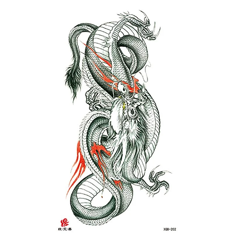 Sdrawing Temporary Tattoo Sticker Flash Tattoos Skull Snake Wolf Blue Pink Rose Flowers Body Art Arm Fake Sleeve Tatoo Women