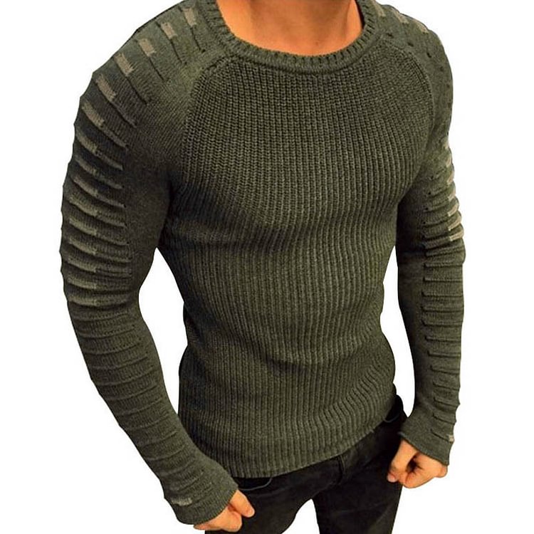 Autumn Winter Casual Solid Pullover Men's O-Neck Knitted Sweaters