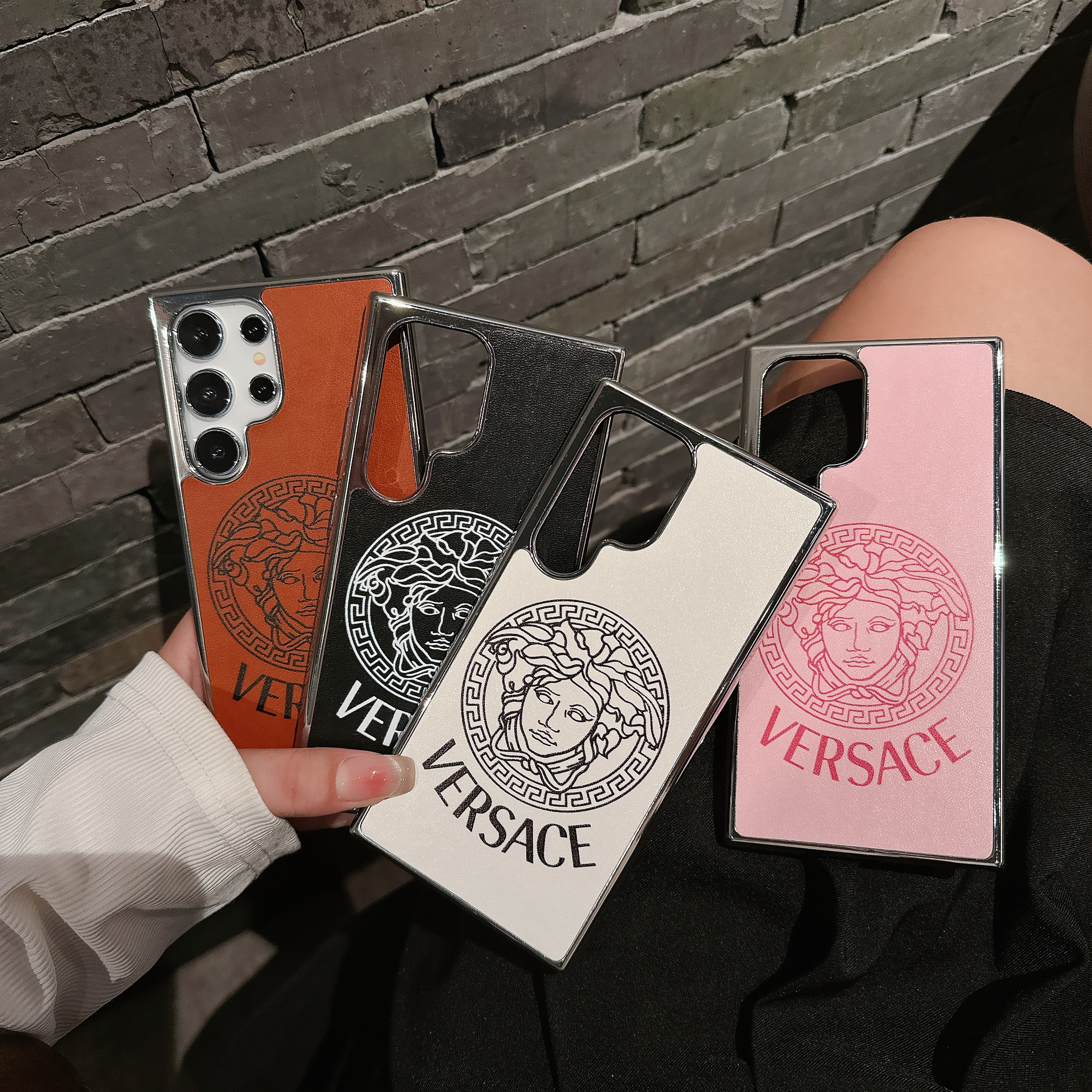 Versace Electroplated Luxury Leather Samsung Galaxy Phone Case