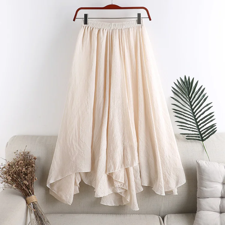 Elastic Waist Solid Color Casual Comfy Skirt