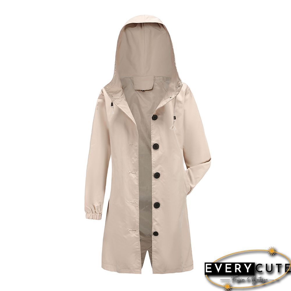 Khaki Weatherproof Hooded Outdoor Rainproof Coat
