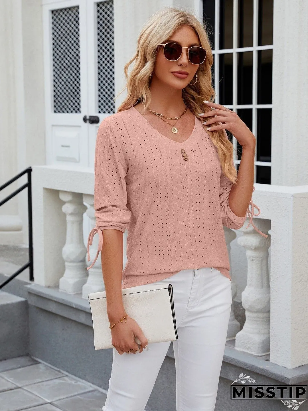 Short Sleeve Mock Neck T-Shirt with Side Slits
