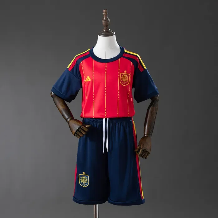 Kids Spain 2026 World Cup Home Football Jersey 1:1 Thai Quality