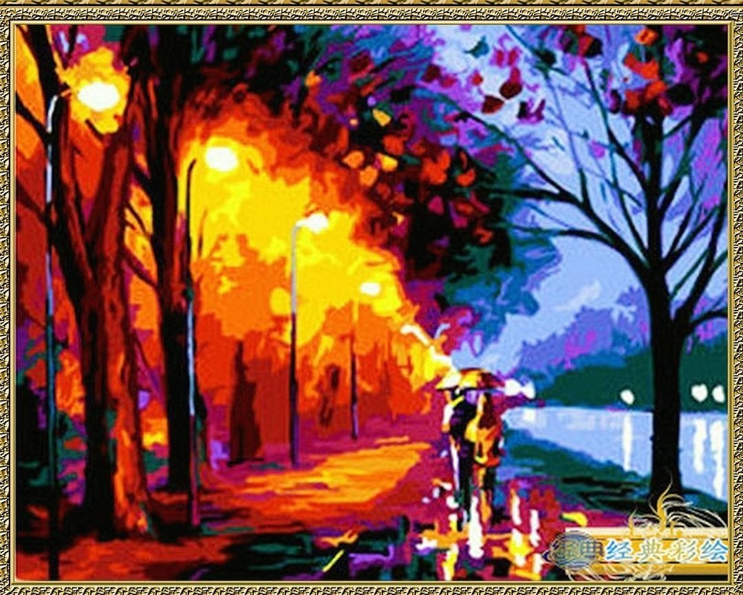 Landscape Street Paint By Numbers Kits UK For Adult HQD1217