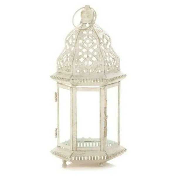 Accent Plus Vintage-Look White Candle Lantern - 12 inches
