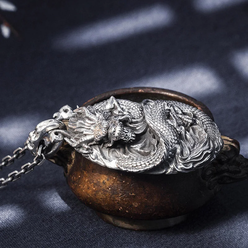 Dragon 999 Sterling Silver Luck Necklace Pendant