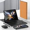 Suitable For Samsung Z Fold3/Z Fold4 Bluetooth Keyboard Plain Leather Case With Wireless Mouse Ultra-Thin Bracket