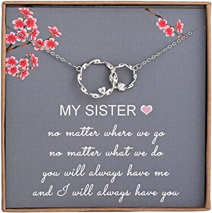 Mayoulove Sister Gifts from Sister - Sterling Silver Infinity Two Circles Necklace for Sisters-Mayoulove