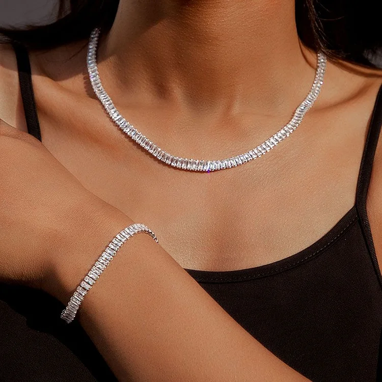 Iced Baguette Cut Tennis Chain Set