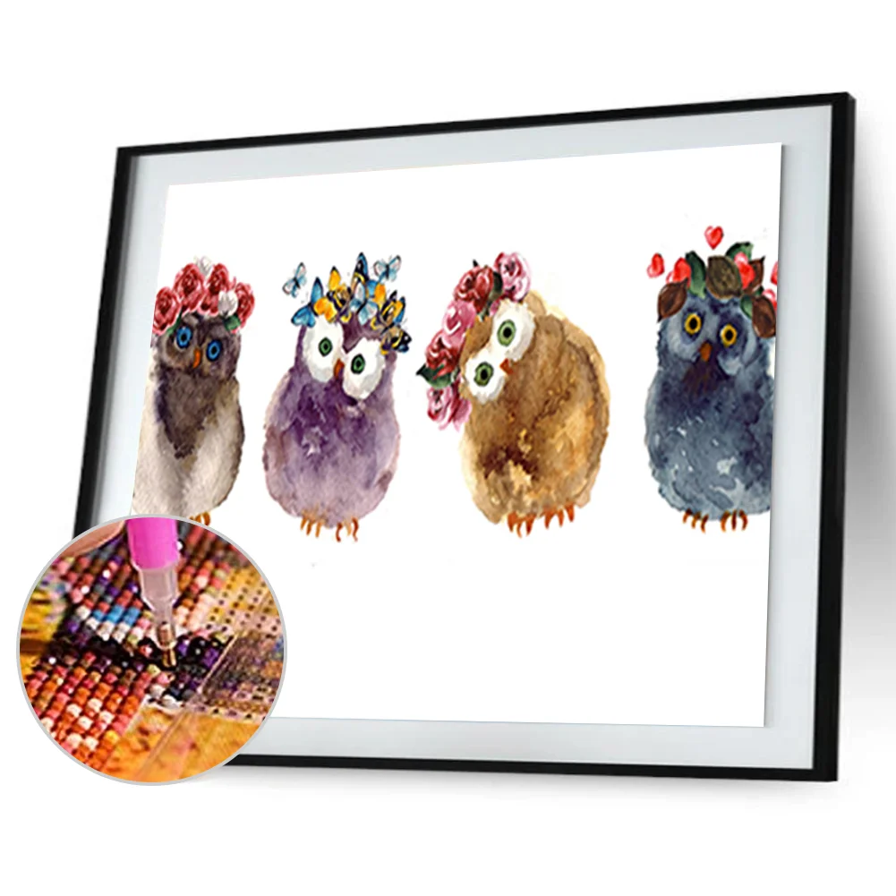 Full Round Diamond Painting 40*30cm - Colorful Owl