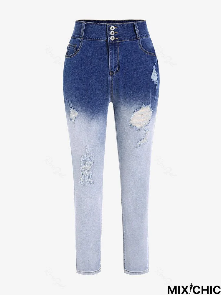 Plus Size Dip Dye Ripped Jeans