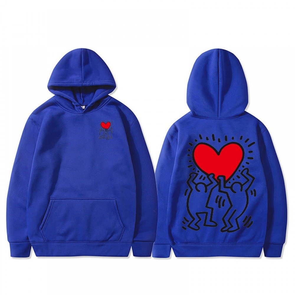 Unisex Pullover Keith Haring Men Holding Heart Icon Hoodie - vzzhome