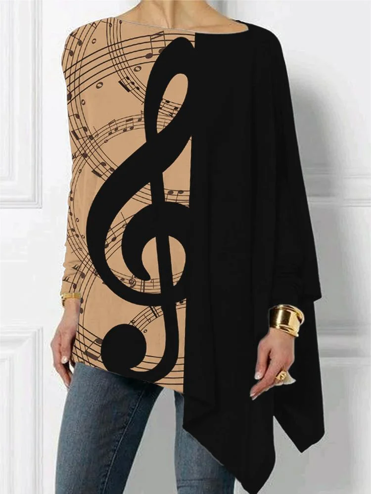 Treble Clef & Sheet Music Inspired Bat Sleeve T Shirt