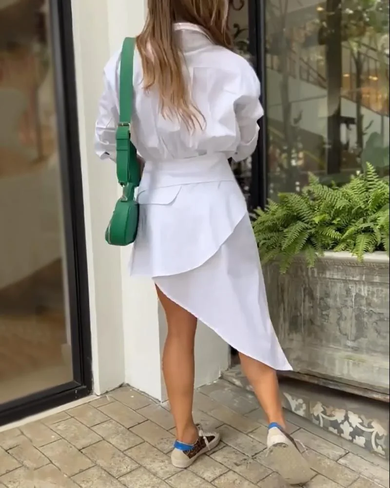 Stylish irregular shirt dress