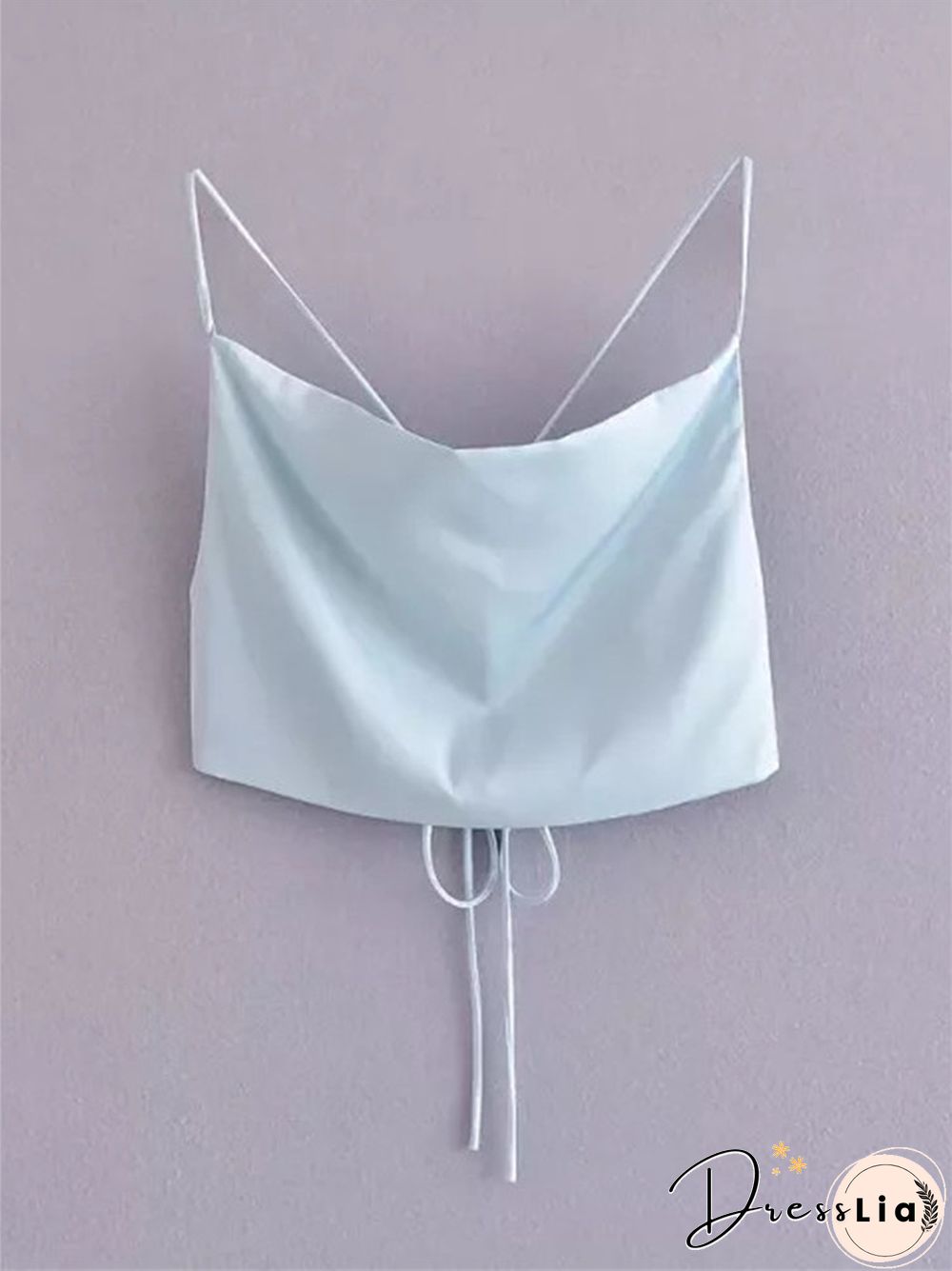 Summer White Satin Top Woman Pink Crop Top Sexy Backless Tank Tops Women Camisole Beachwear Tie Dye Strap Tops