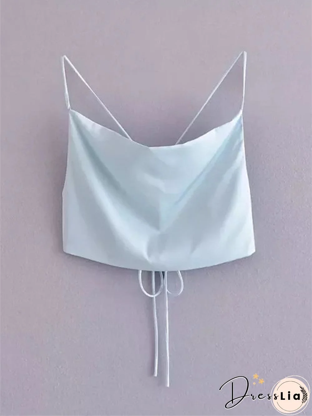 Summer White Satin Top Woman Pink Crop Top Sexy Backless Tank Tops Women Camisole Beachwear Tie Dye Strap Tops