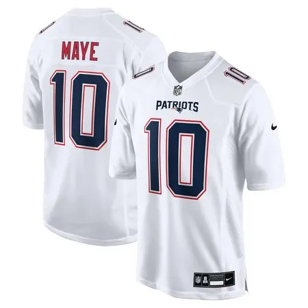 Men's New England Patriots #10 Drake Maye  Tundra White Game Jersey