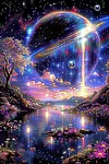 Luxury AB Velvet Diamond Painting Kit - Planet Landscape