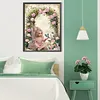 Fille de fleur-sp&eacute;cial forme diamant peinture-30 * 40cm