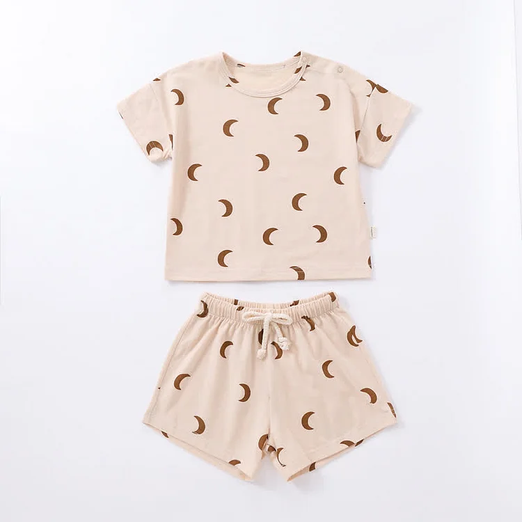 Baby Moon Sea Striped Tee and Shorts Set