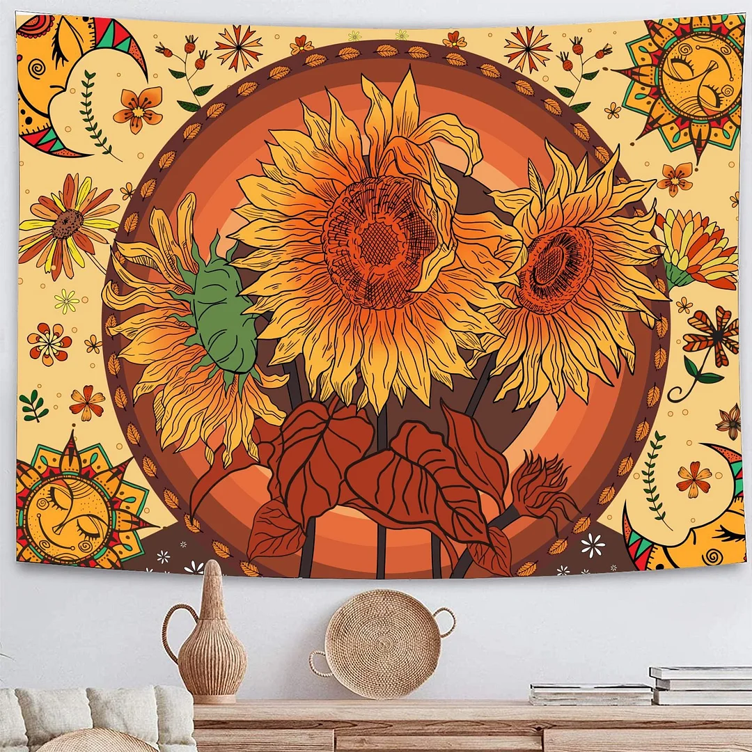 India Mandala Tapestry Boho Decor Wall Cloth Hippie Butterfly Life Tree Blanket Mushroom Sun Moon Wall Carpet