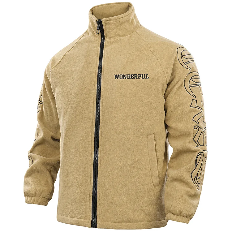 Men's Polar Fleece Stand Collar Casual Thickened Thermal Jacket
