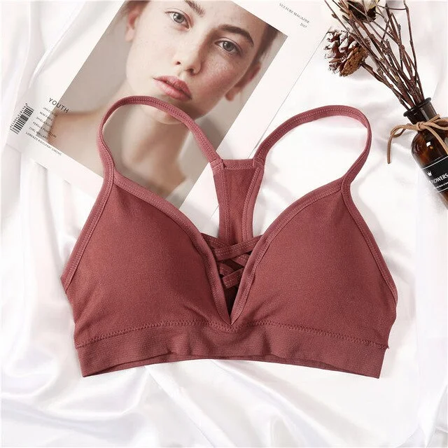 Solid Color Sexy Women Bra Cotton Tops Bralette Underwear Wireless Brassiere for Female Intimate Lingerie Tank Tops Fitness