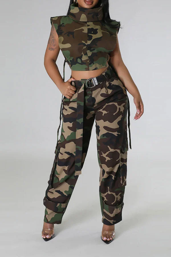 Camouflage Unique Buckled Camisole