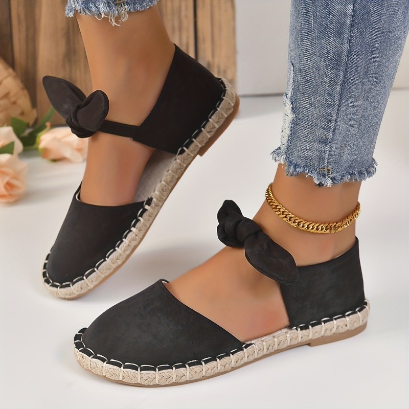 school outfits Spring New Baotou Flat Shoes Round Head Low Top Hollow Bow Elastic Mouth Single Shoe Light Car Sewing Women's Shoes Shoes