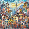 Colorful Town-11CT Stamped Cross Stitch 50*50cm/19.69*19.69in tapestrymarket