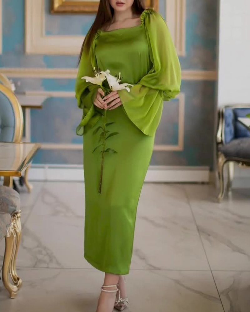 Tie-Up Waist Chiffon Dress
