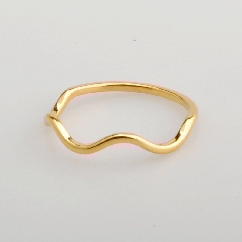 Titanium Steel 18K Gold Plated Minimalist Plating Metal Geometric Rings