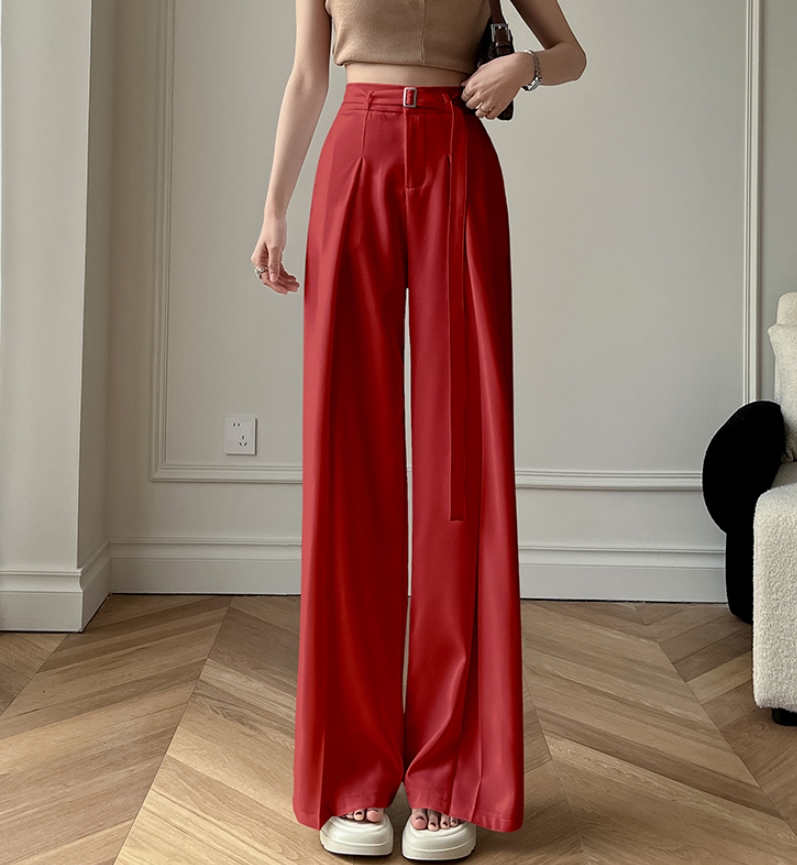 Opandiner costume ideas women Chic Belt Wide Leg Women's Pants Classic Vintage Office Lady 2025 Elegant Casual Trousers Female Work High Waist Pants W807A