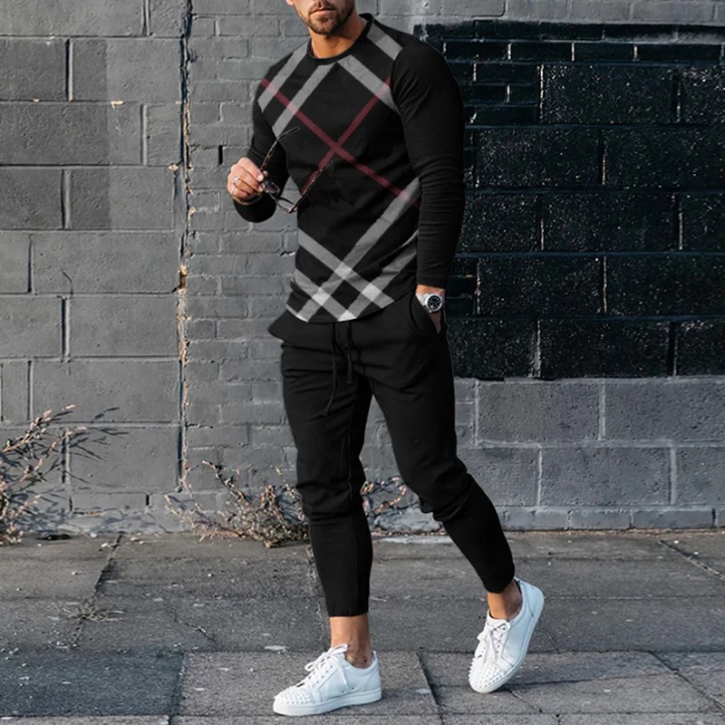 Men's Fashion Short Sleeve T-Shirt And Pants Co-Ord