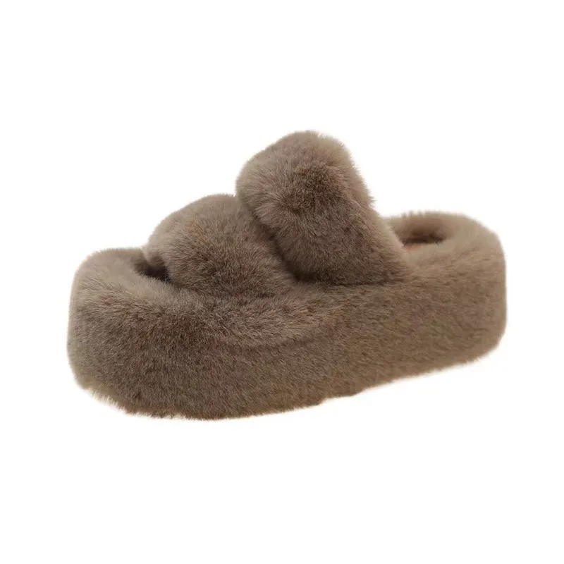 Breakj Breakj Tide Slew Soft 7Cm External Wear Hairy Slippers Women Flat-Bottom One-Word Drag Autumn New Thick