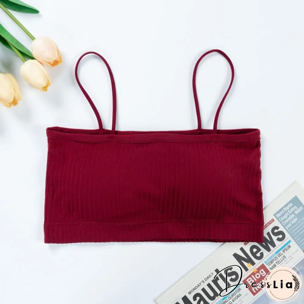 Fashion Womens Sleeveless Striped Bra Padded Tank Tops Spaghetti strap bralette crop top