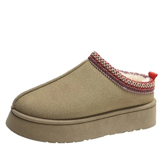 Women's Winter Retro Suede Leather Slipper Boots Radinnoo.com