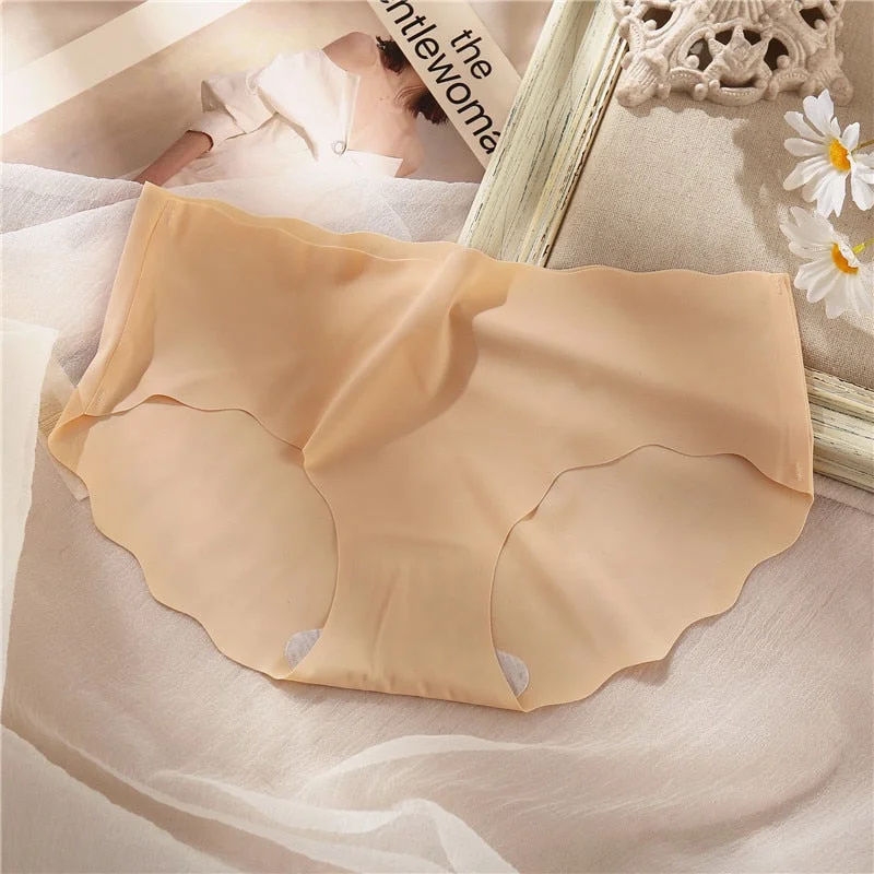 FINETOO Seamless Panties Women M-XL Solid Color Underwear Girls Rippled Underpants Low-rise Briefs Panty Female Lingerie Panties