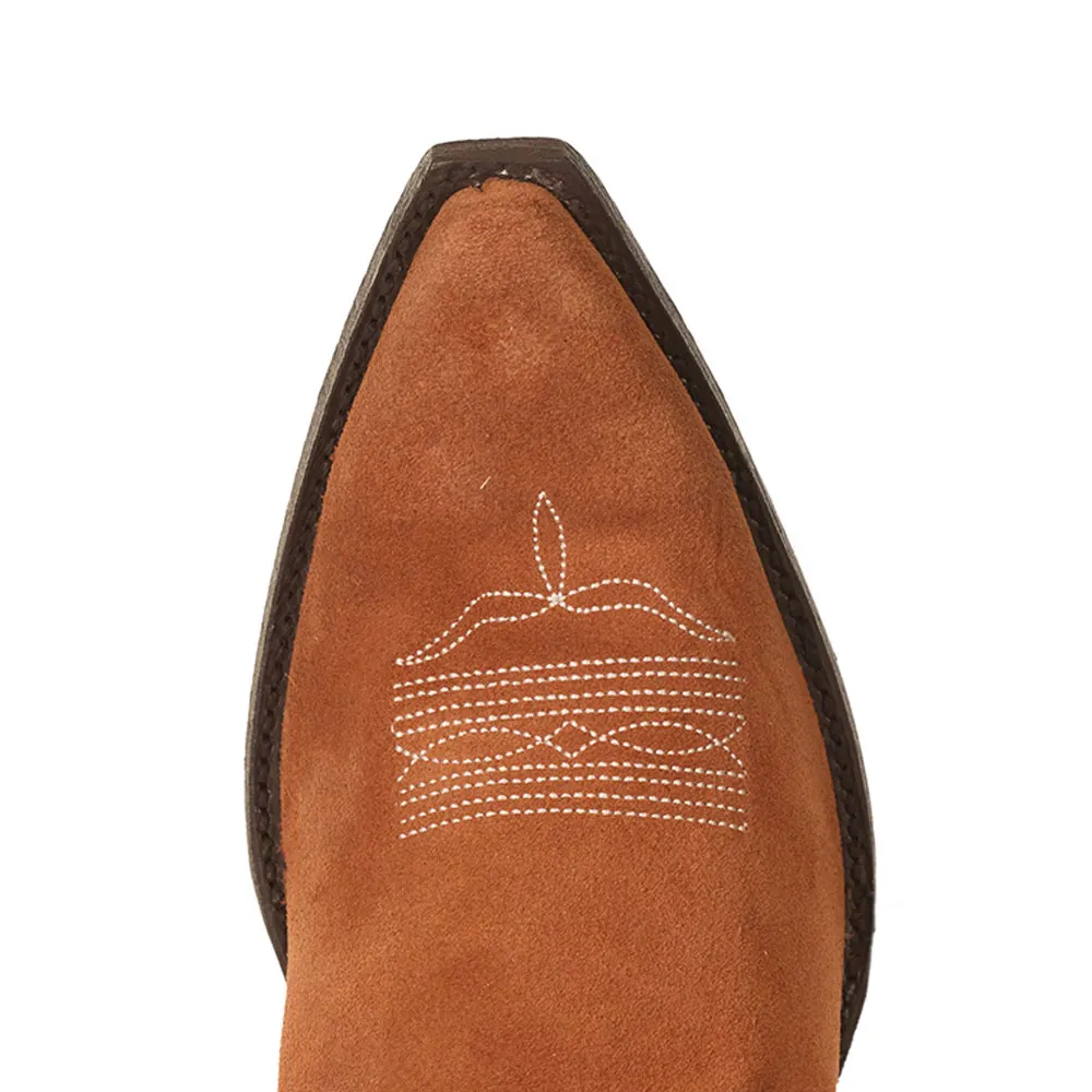Women's Tan Cow & Star Inlay Embroidered Knee High Cowgirl Boots