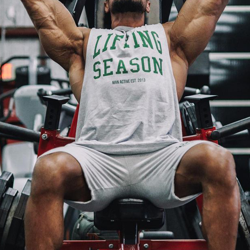 Lifting Season Print Gym Breathable Tank Top、、URBENIE