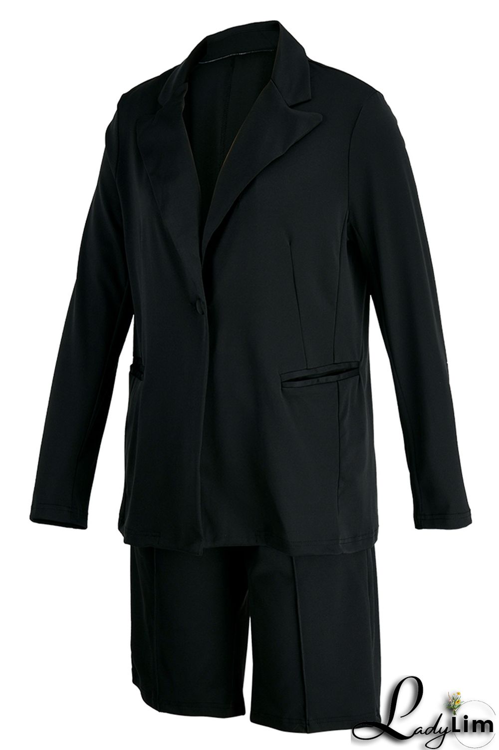 Blue Fashion Casual Solid Basic Turndown Collar Long Sleeve Two Pieces