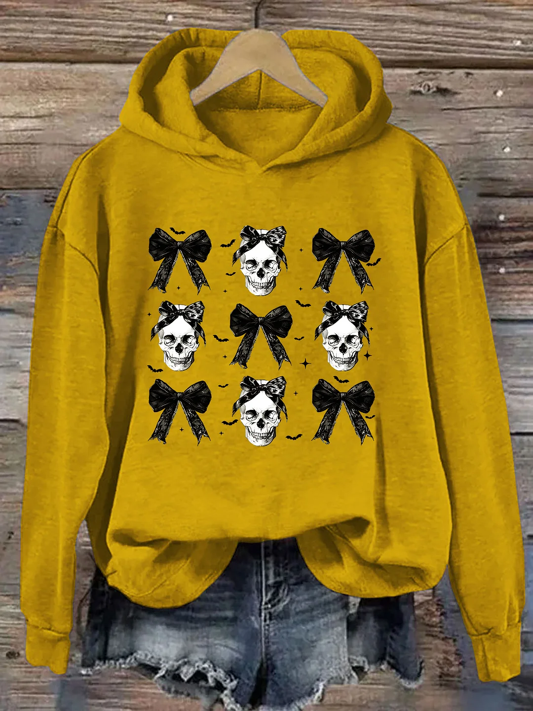 Halloween Skull Black Bow Hoodie
