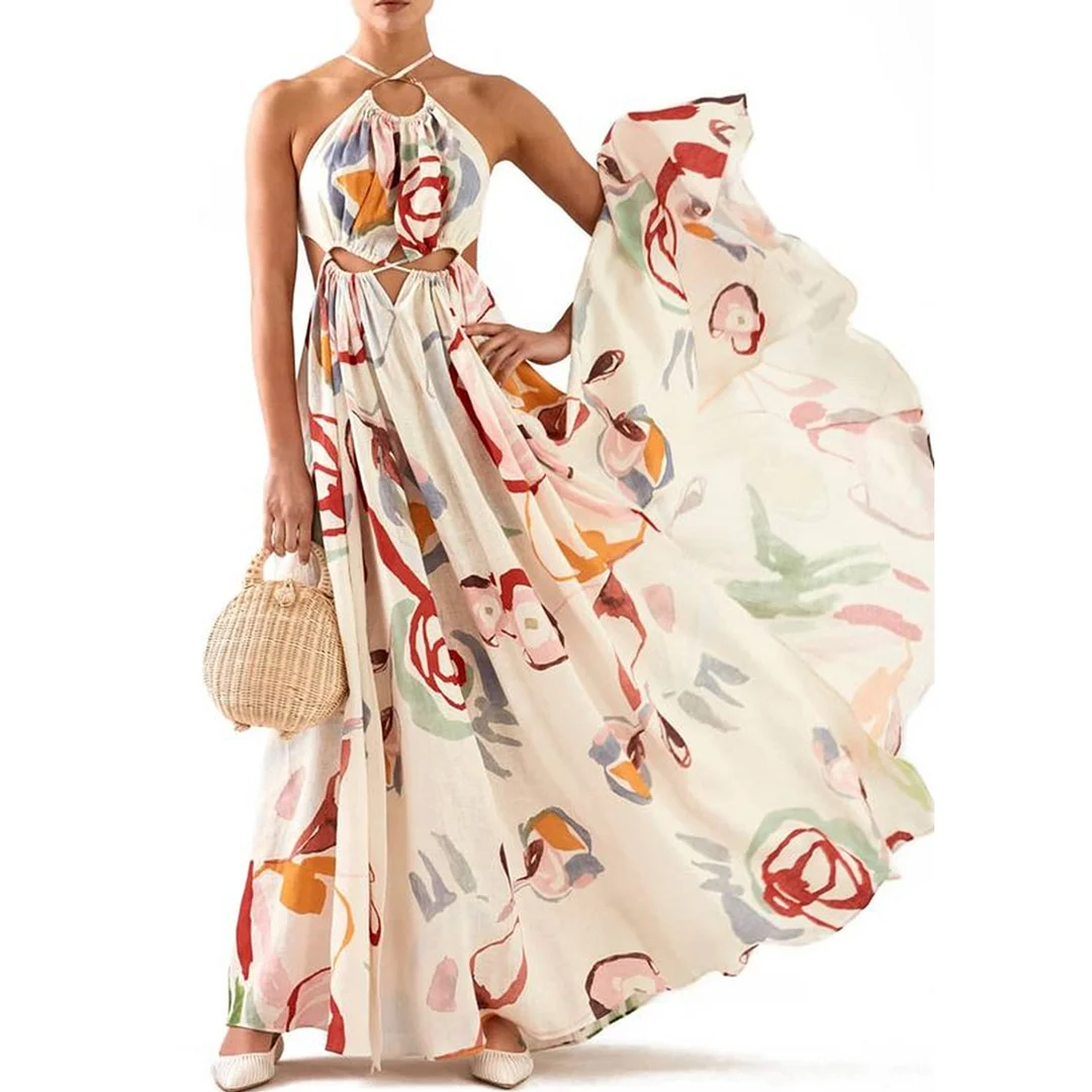 Uveng Uveng Spring And Summer New Women's New Dress Repair Body Sex Slings Long Dress Beach Dress Dress